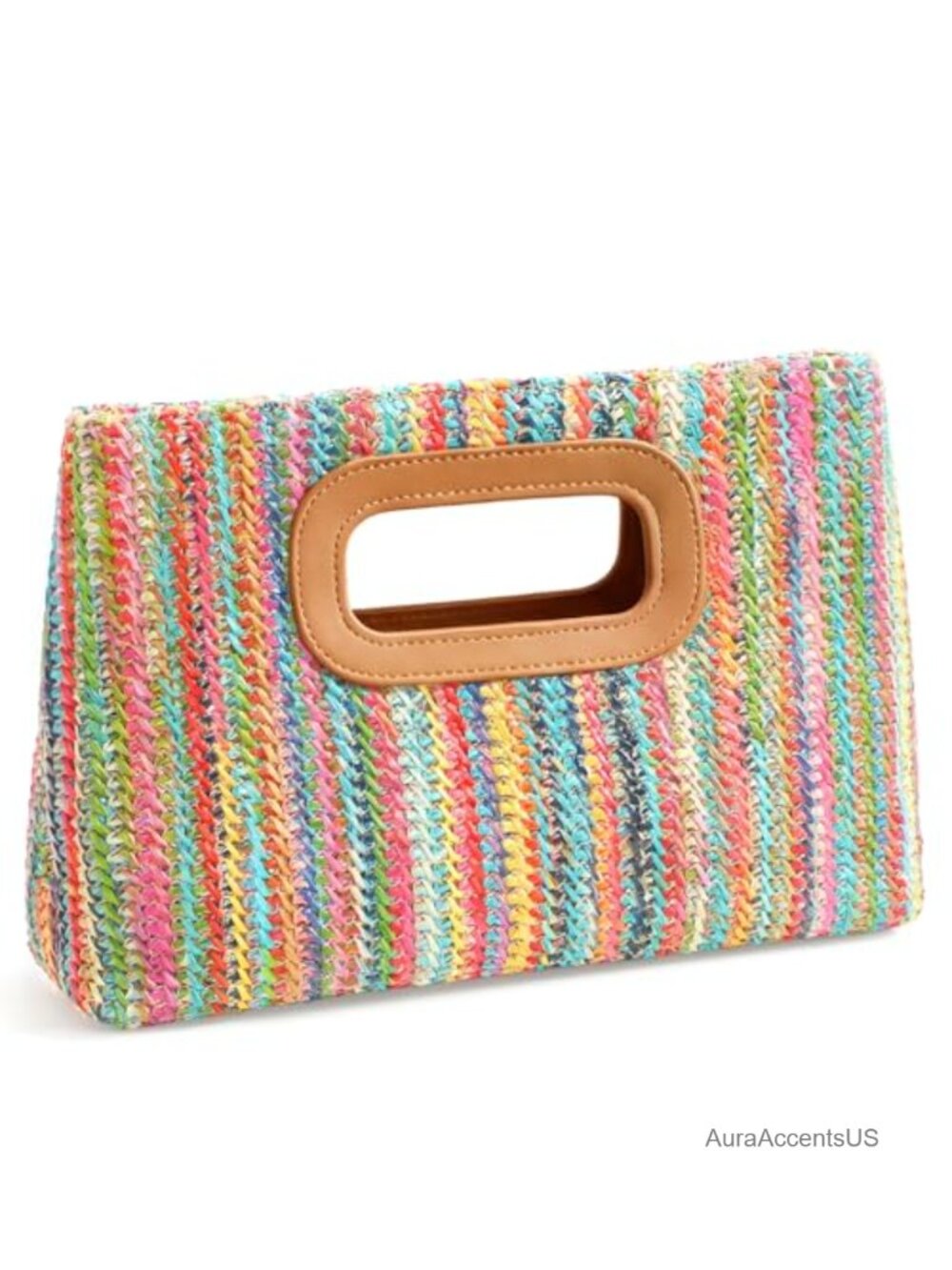 Womens Evening Clutch Straw Purse Detachable Chain